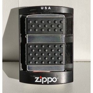 Vintage Zippo Lighter Rugged Black Onyx Nubby Grip & Chrome New in Display Case